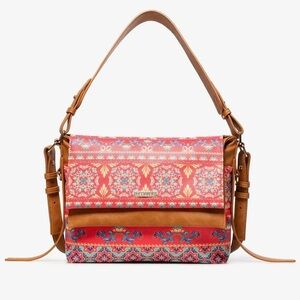 Desigual Artisan Print Kiev Bag Purse Reversible Colorful Flap Satchel Crossbody